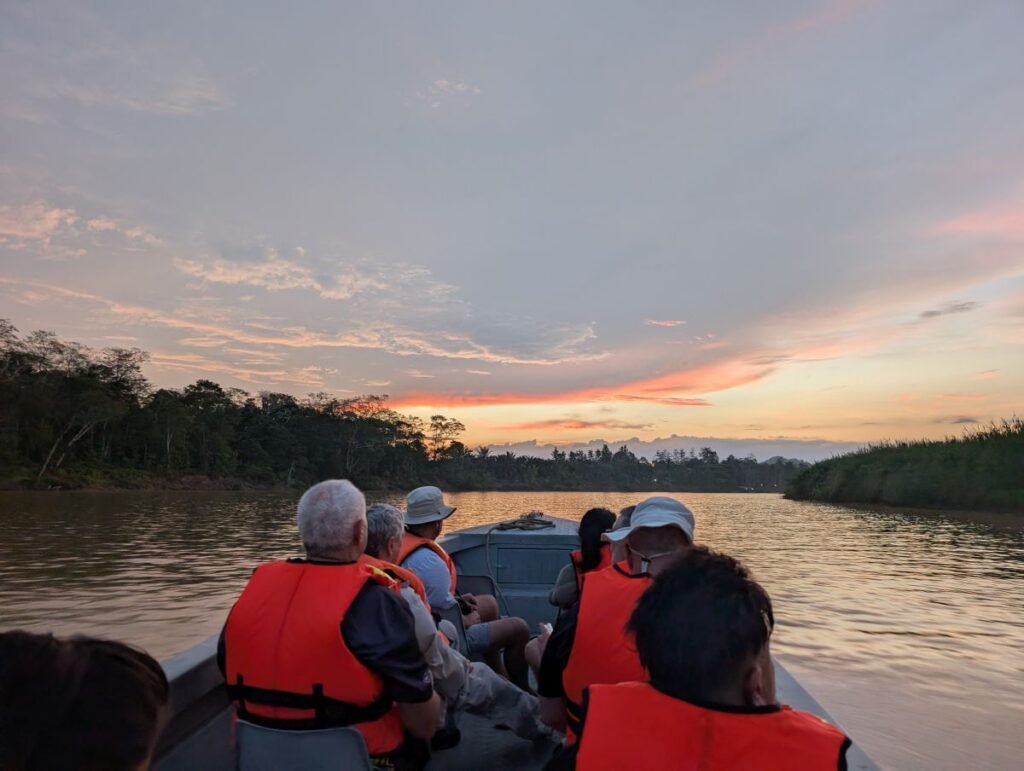 group boat tour on kinabatangan river